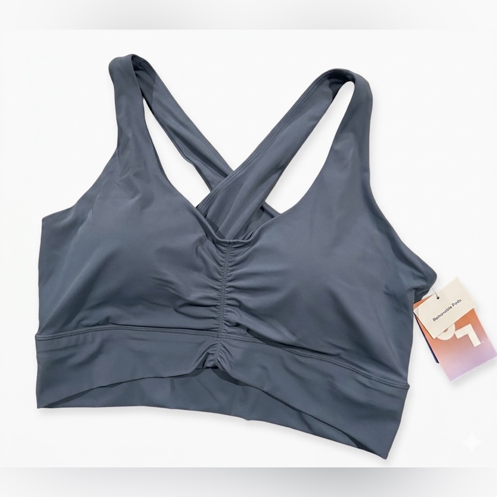 Joylab Cinched Longline Sports Bra Navy Blue Womens Plus Size Xxl Nwt